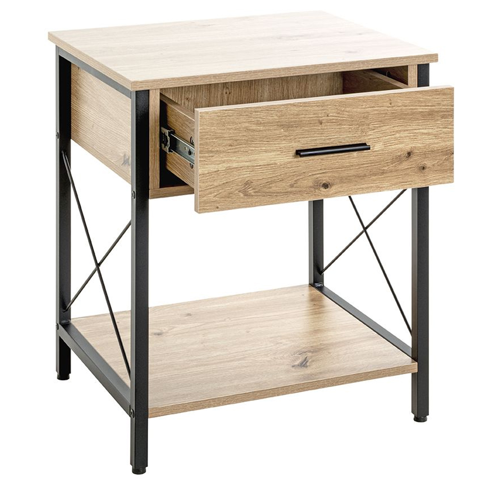 Marquette Wooden End Table With 1 Drawer In Oak And Black