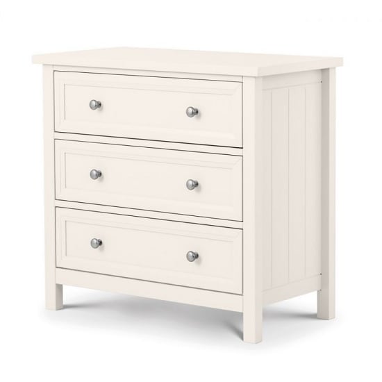 Madge Wooden Chest Of Drawers In White With 3 Drawers