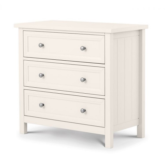 Photo of Madge wooden chest of drawers in white with 3 drawers