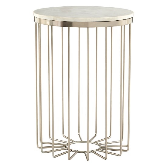Marquis Marble Top Side Table In White With Metal Frame_3