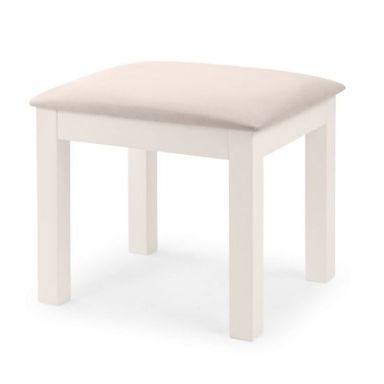 Photo of Madge wooden dressing table stool in white with padded seat