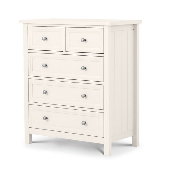 Madge Wooden Chest Of Drawers In White With 5 Drawers