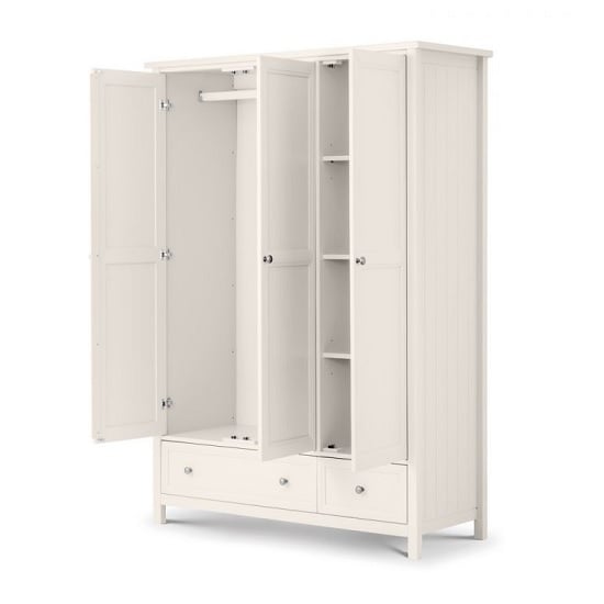 Madge Wooden Wardrobe Wide In White With 3 Doors and 2 Drawers_2
