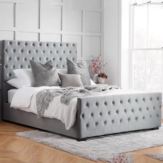 Product photograph of Marquise Fabric Double Bed In Grey from Furniture in Fashion