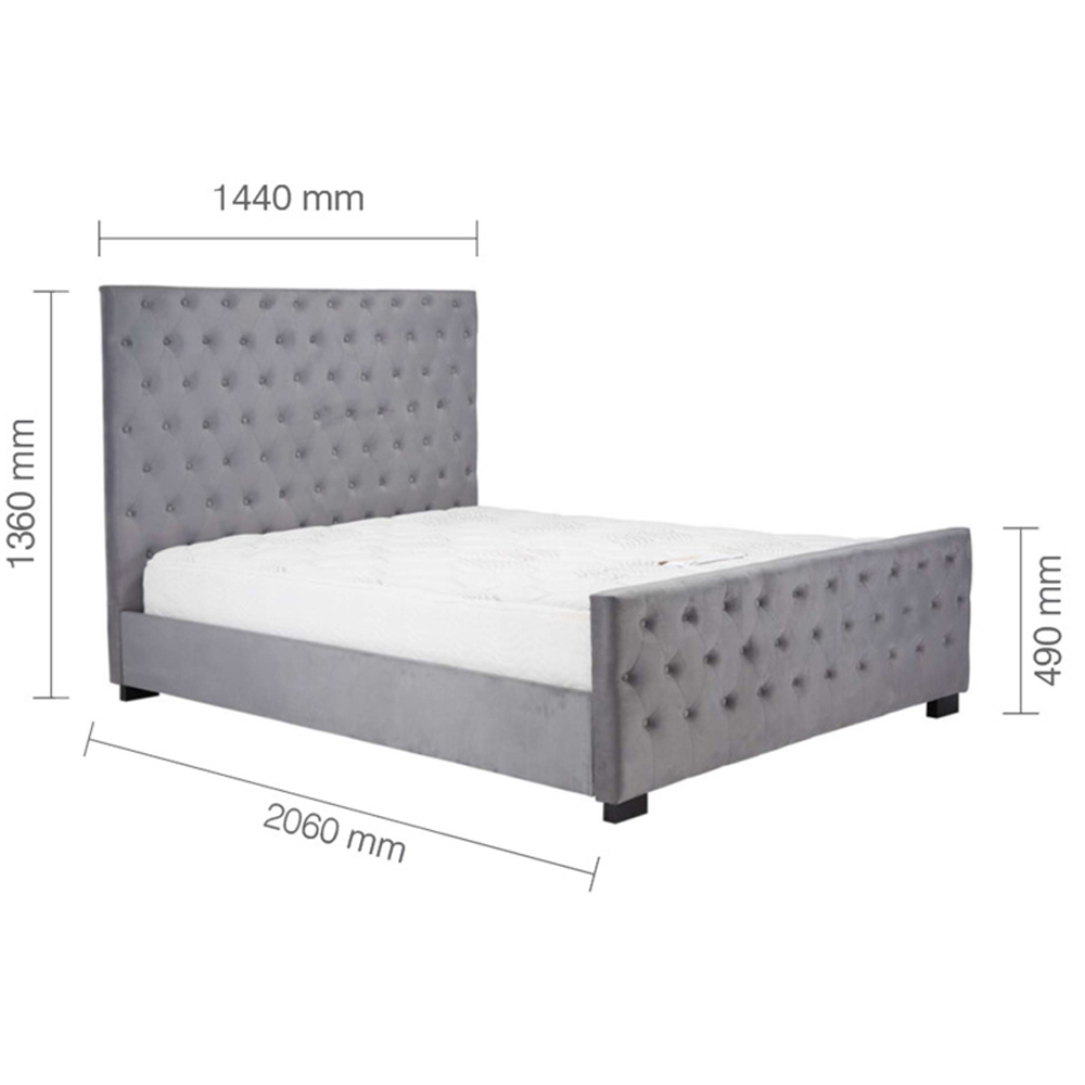 Marquise Fabric Double Bed In Grey