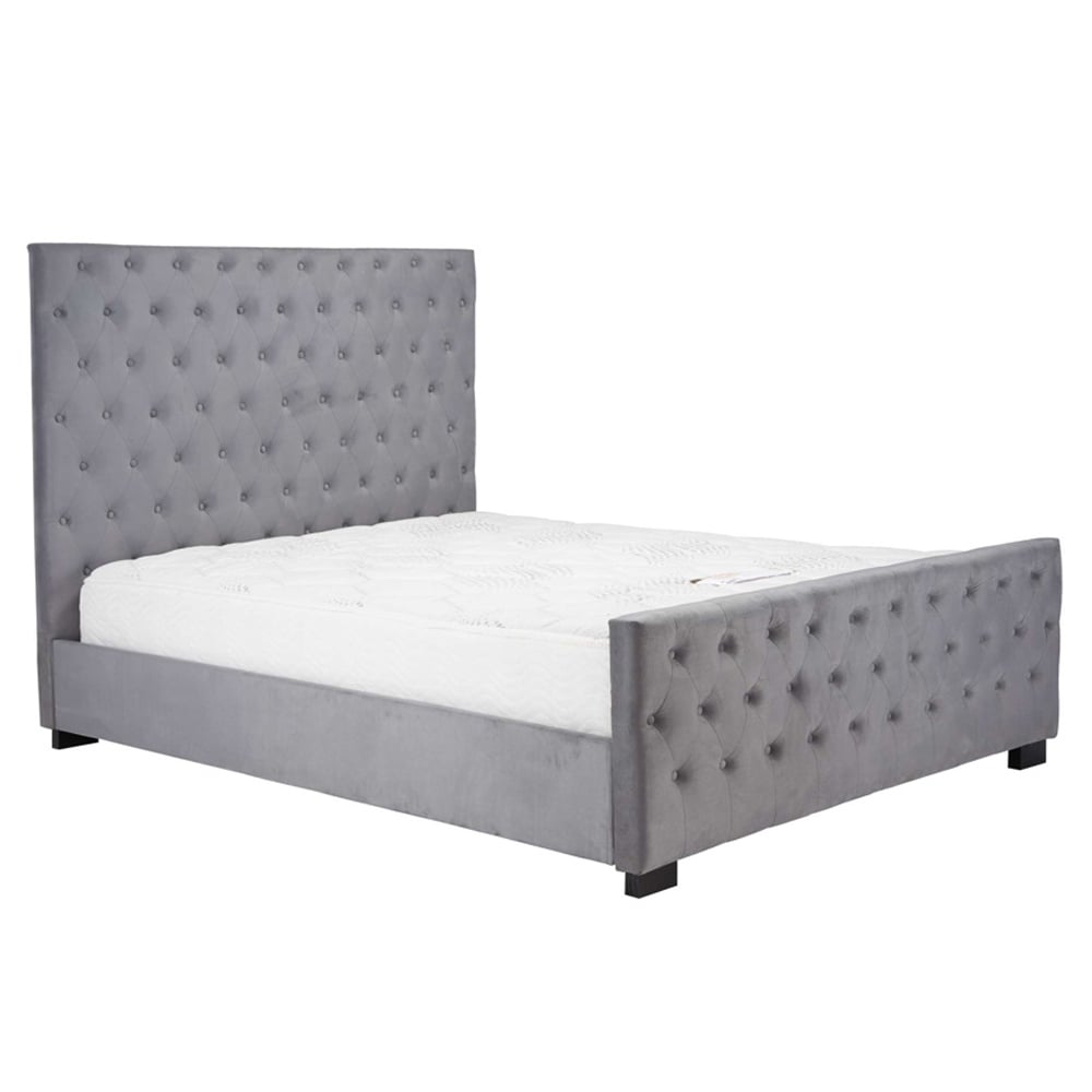 Marquise Fabric King Size Bed In Grey