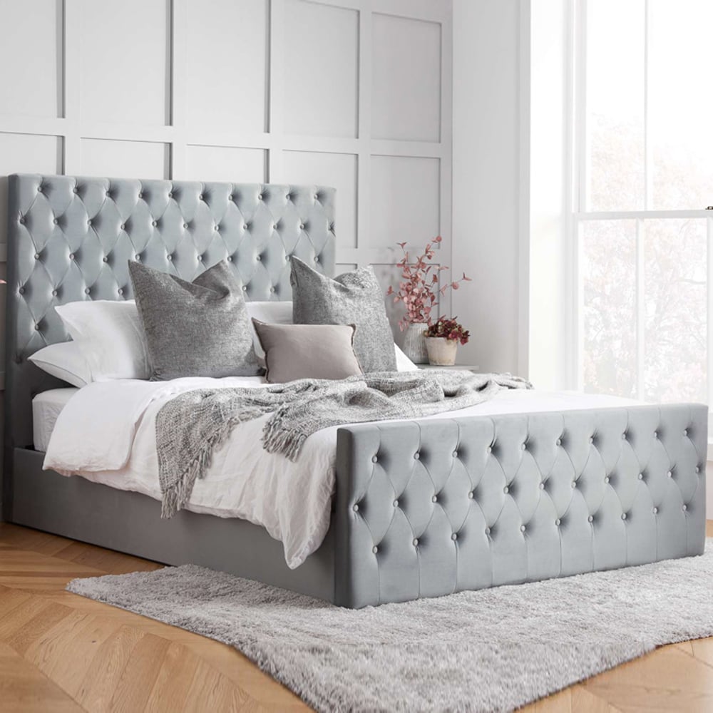 Marquise Fabric Ottoman Storage Super King Size Bed In Grey