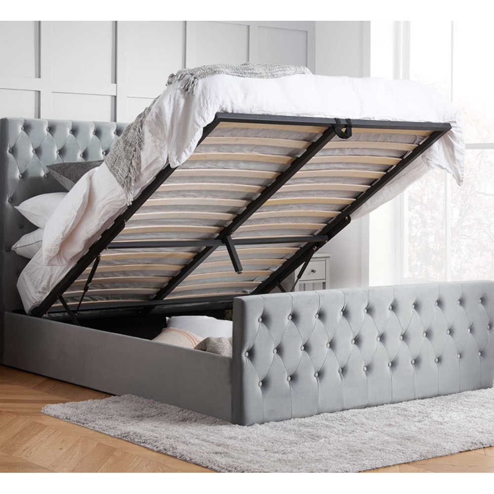 Marquise Fabric Ottoman Storage Super King Size Bed In Grey