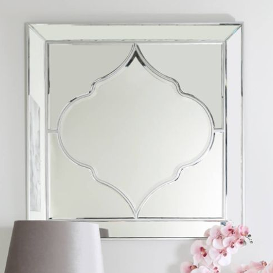 Marrakech Wall Mirror Square In Silver Wooden Frame thumbnail
