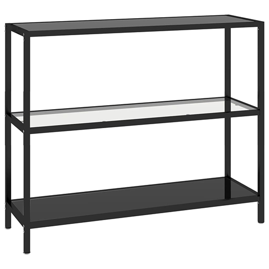 Marrim Black Glass Console Table With Black Metal Frame_2