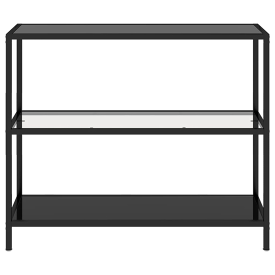 Marrim Black Glass Console Table With Black Metal Frame_3