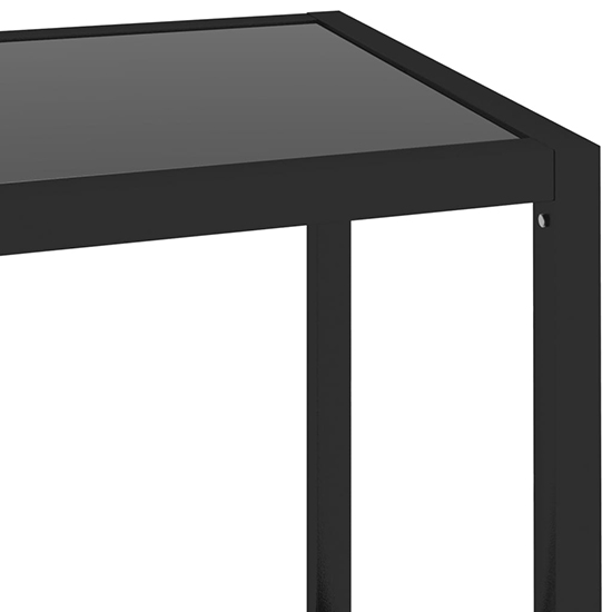 Marrim Black Glass Console Table With Black Metal Frame_4