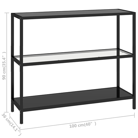 Marrim Black Glass Console Table With Black Metal Frame_5