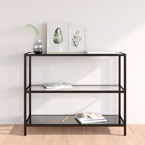 Marrim Black Glass Console Table With Black Metal Frame Furniture in Fashion