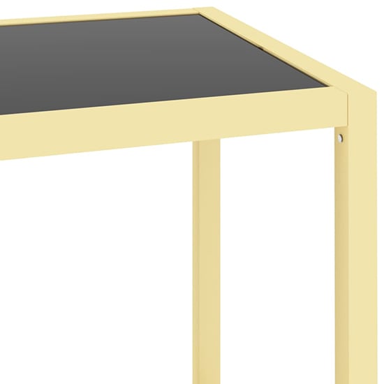 Marrim Black Glass Console Table With Gold Metal Frame_4