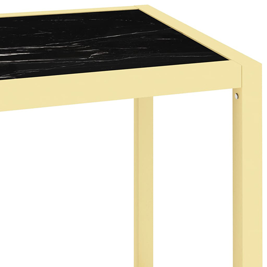Marrim Black Marble Effect Glass Console Table With Gold Frame_4