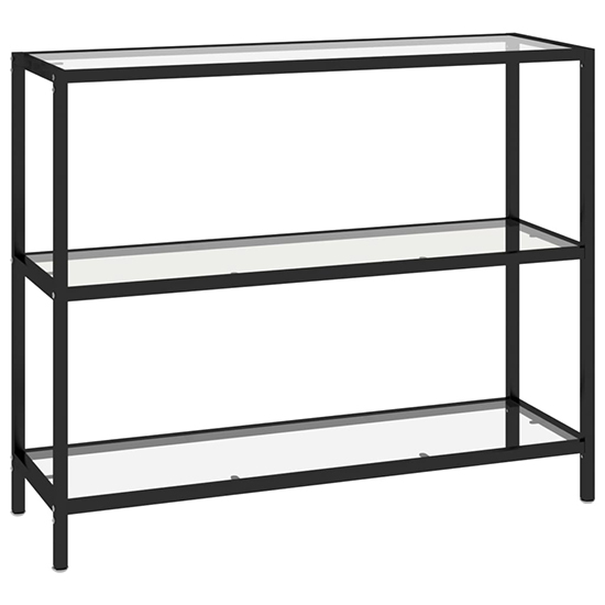 Marrim Clear Glass Console Table With Black Metal Frame_2