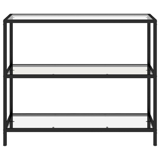 Marrim Clear Glass Console Table With Black Metal Frame_3