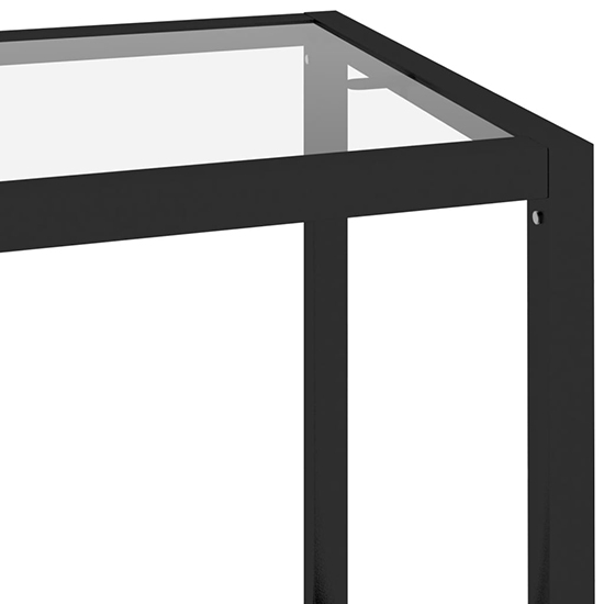 Marrim Clear Glass Console Table With Black Metal Frame_4