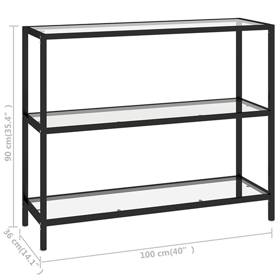 Marrim Clear Glass Console Table With Black Metal Frame_5