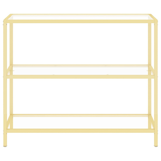 Marrim Clear Glass Console Table With Gold Metal Frame_3