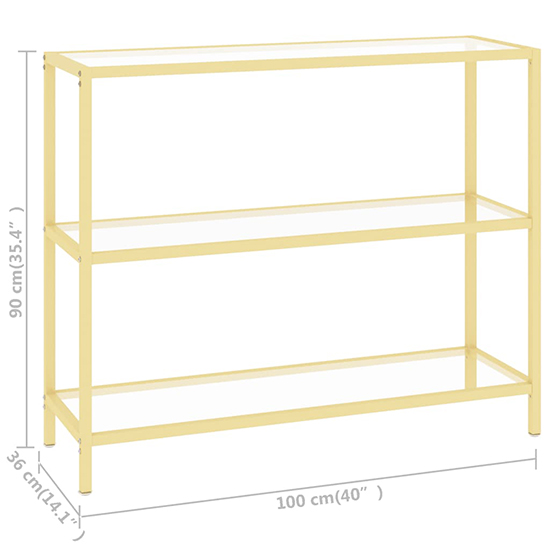 Marrim Clear Glass Console Table With Gold Metal Frame_5