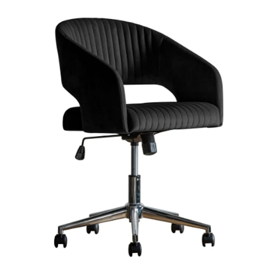 Marry Velvet Swivel Home And Office Chair In Black