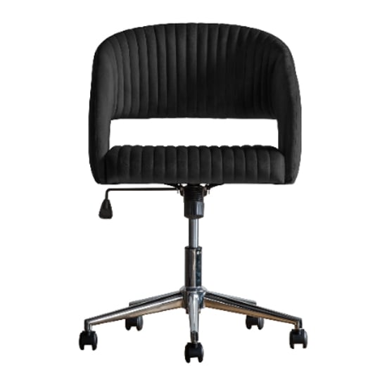 Marry Velvet Swivel Home And Office Chair In Black