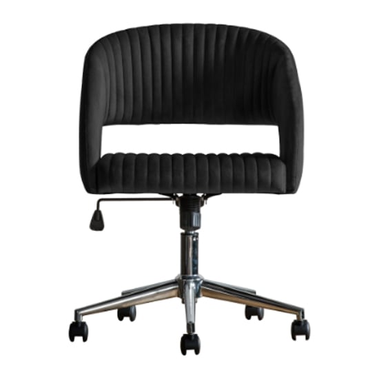 Marry Velvet Swivel Home And Office Chair In Black