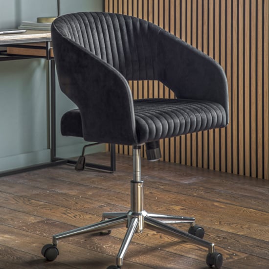 Product photograph of Marry Swivel Velvet Home And Office Chair In Black from Furniture in Fashion