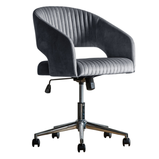 Marry Swivel Velvet Home And Office Chair In Charcoal Furniture in