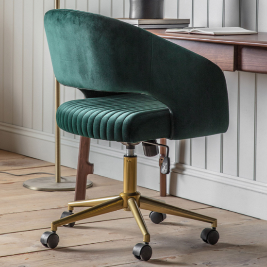 Marry Velvet Swivel Home And Office Chair In Green
