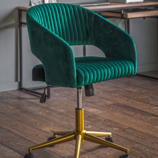 Read more about Marry swivel velvet home and office chair in green