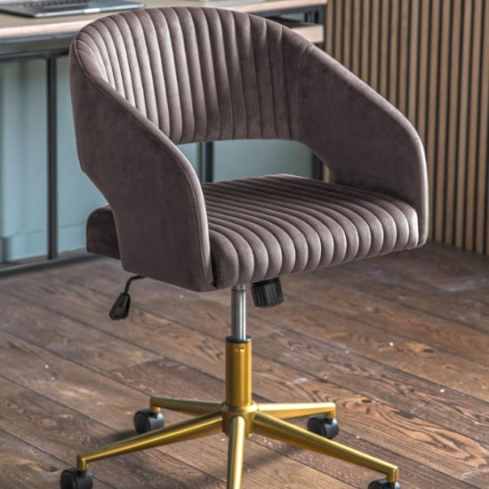 Product photograph of Marry Swivel Velvet Home And Office Chair In Grey from Furniture in Fashion