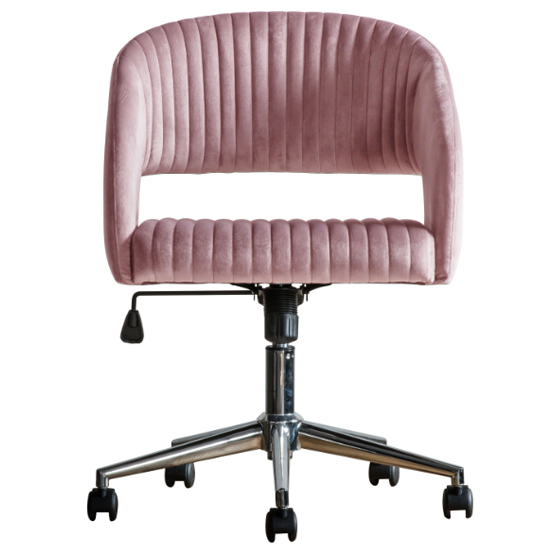 Marry Velvet Swivel Home And Office Chair In Pink