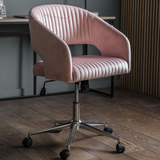 Read more about Marry velvet swivel home and office chair in pink