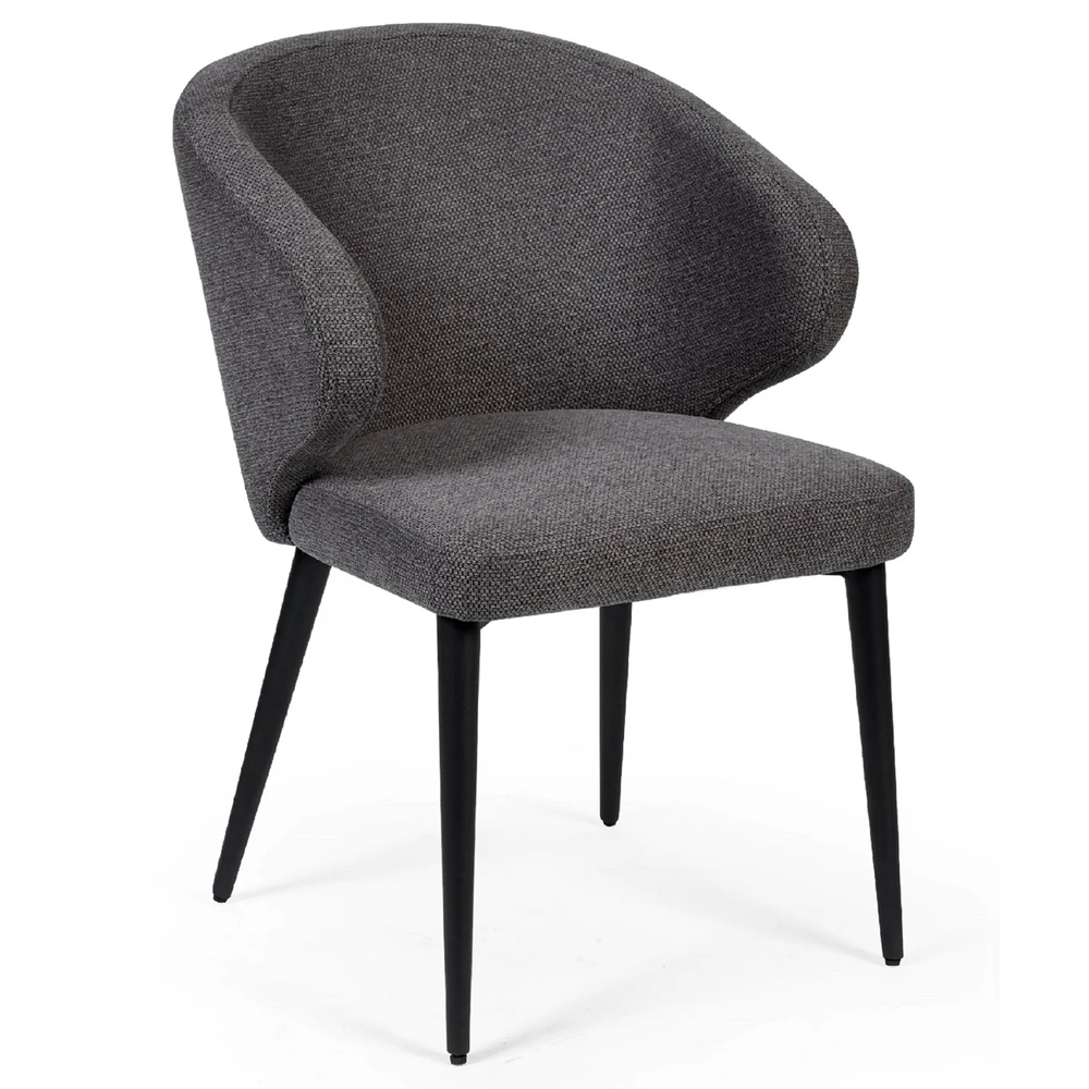 Mars Dark Grey Fabric Dining Chairs With Black Legs - Pair