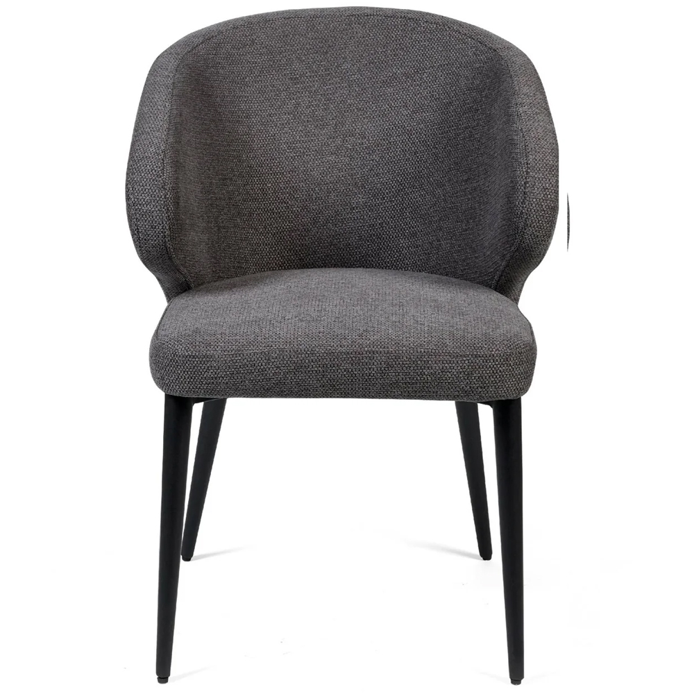 Mars Dark Grey Fabric Dining Chairs With Black Legs - Pair