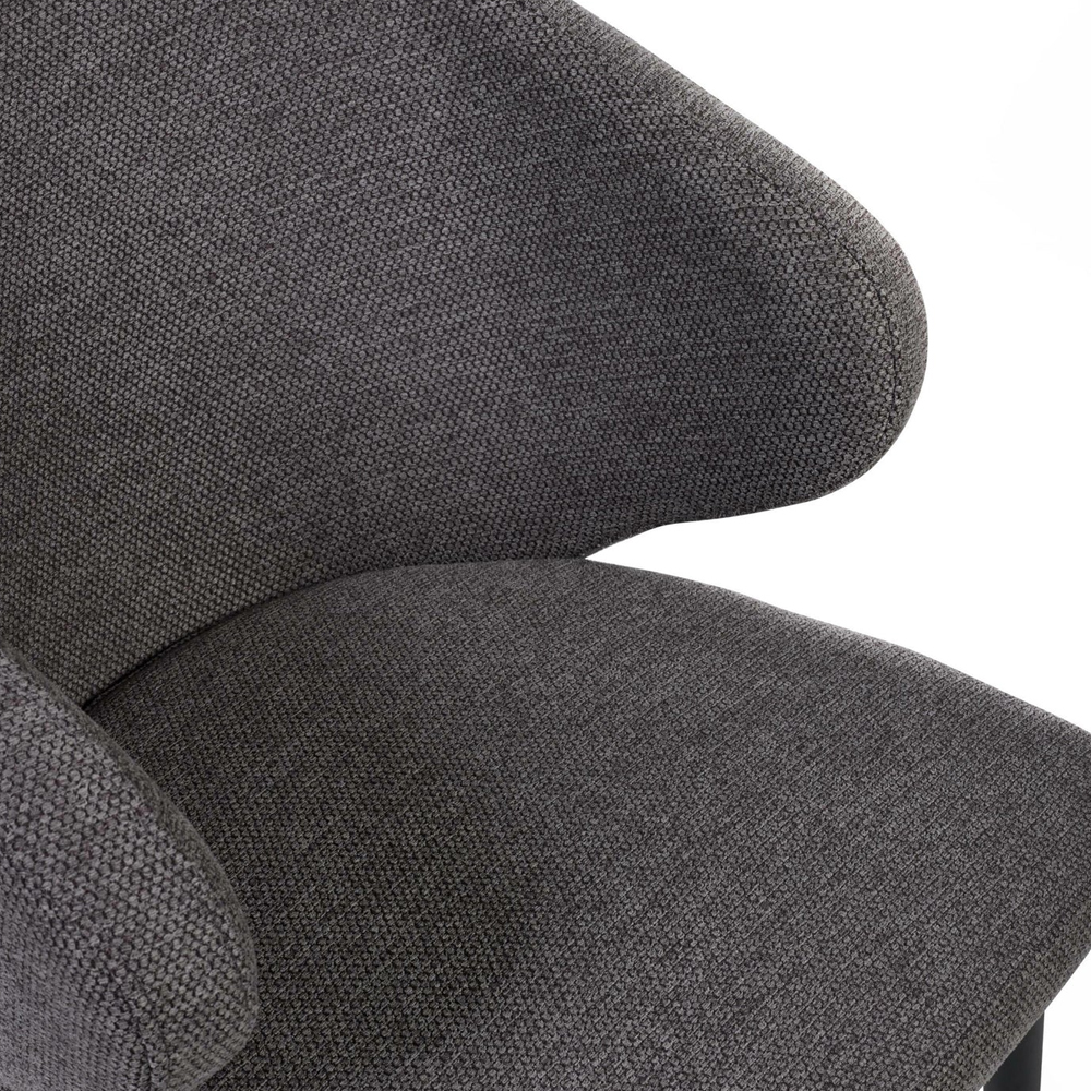 Mars Dark Grey Fabric Dining Chairs With Black Legs - Pair
