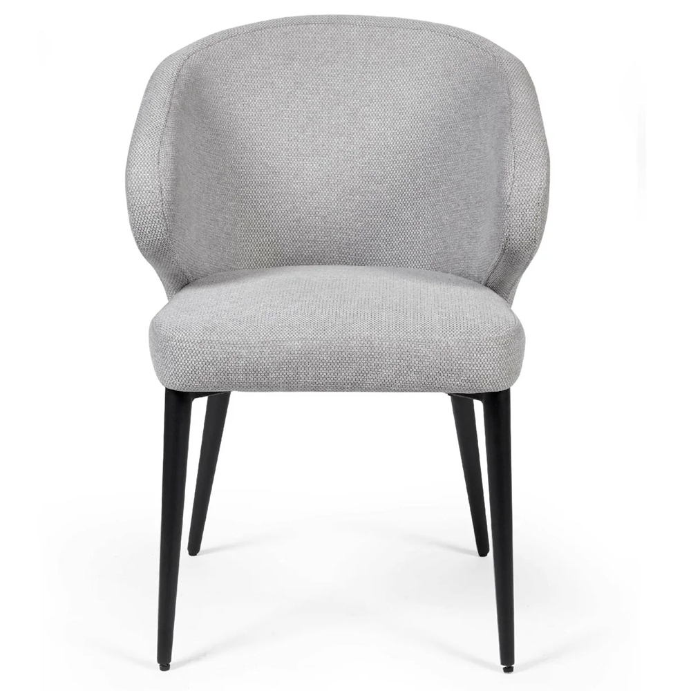 Mars Light Grey Fabric Dining Chairs With Black Legs - Pair