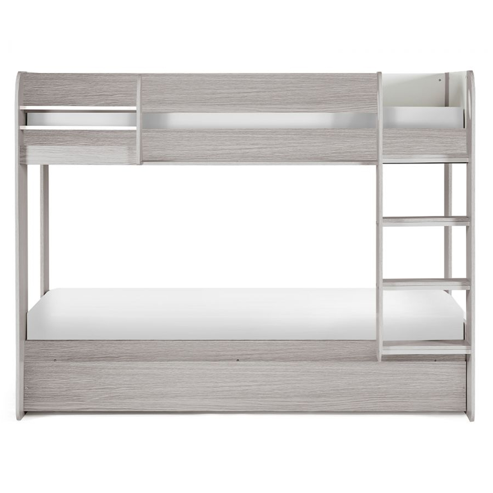 Mars Wooden Children Bunk Bed With Ladder In Grey Oak