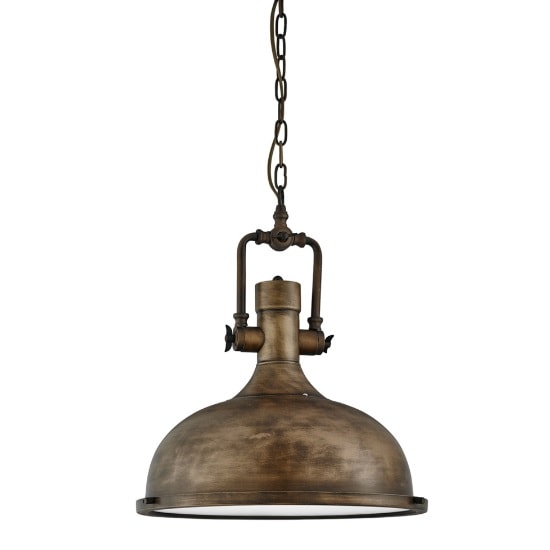 Photo of Mars industrial black gold pendant light with frosted diffuser