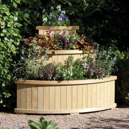 Photo of Marsden corner wooden cascade planter in natural timer