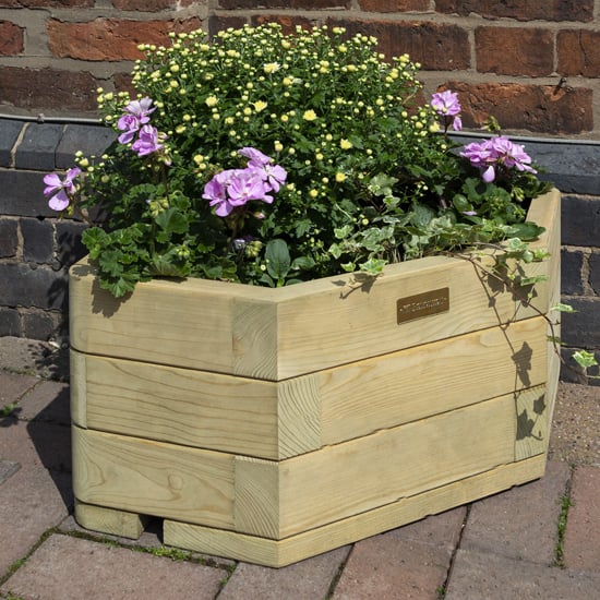 Photo of Marsden corner wooden planter in natural timer