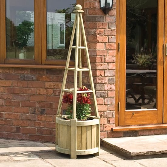 Product photograph of Marsden Wooden Obelisk Planter In Natural Timer from Furniture in Fashion