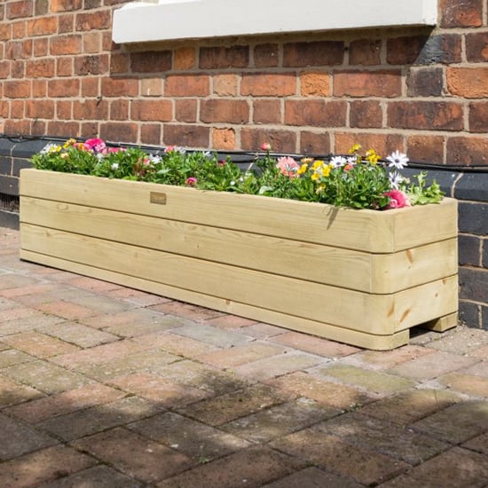 Photo of Marsden wooden patio planter in natural timer