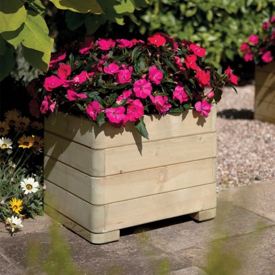 Read more about Marsden square wooden planter in natural timer