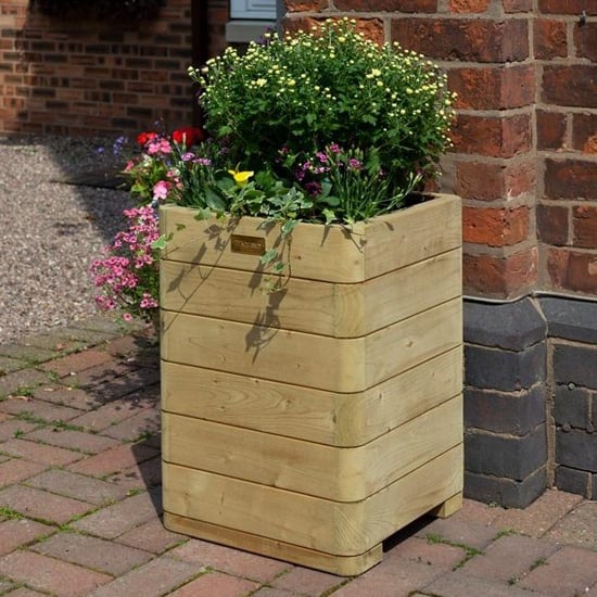 Photo of Marsden tall wooden planter in natural timer