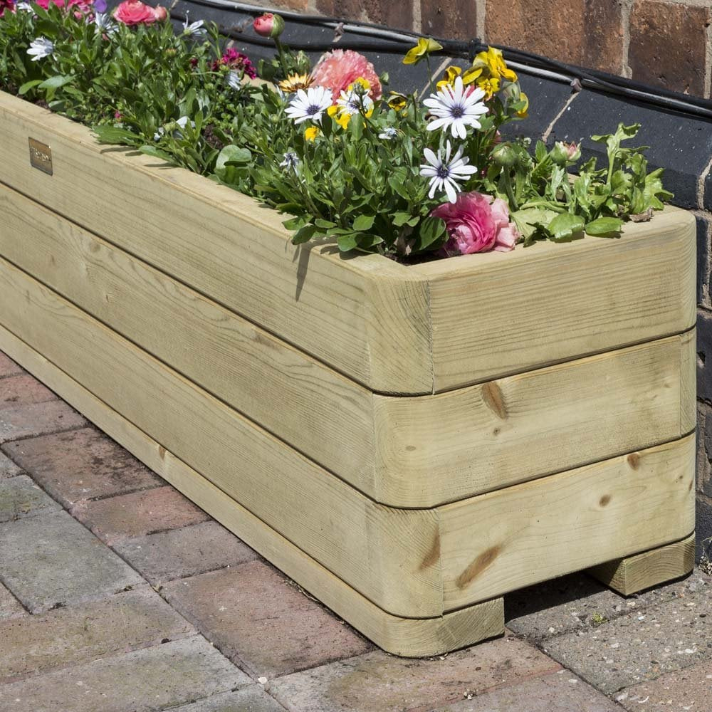 Marsden Wooden Garden Patio Planter In Natural