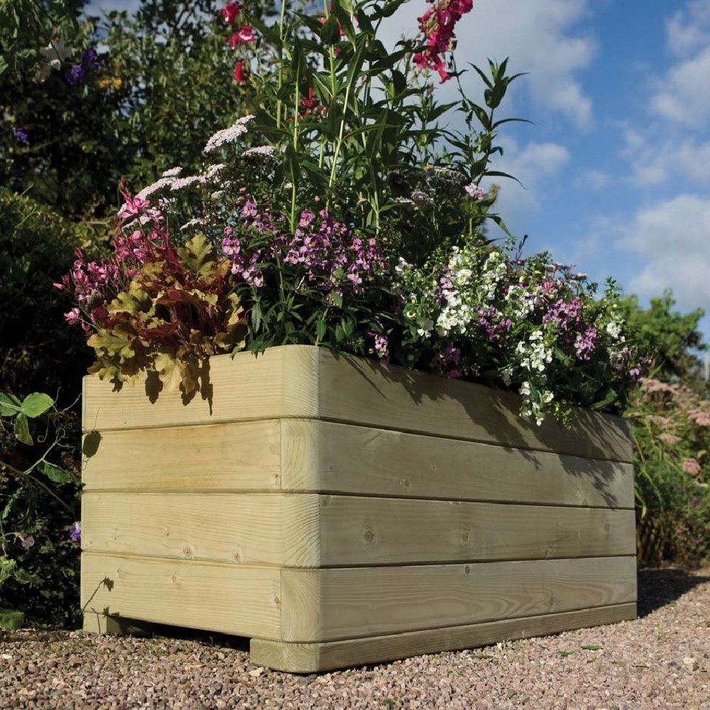Marsden Wooden Garden Rectangular Planter In Natural